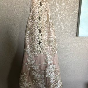 Gold glitter halter mini dress